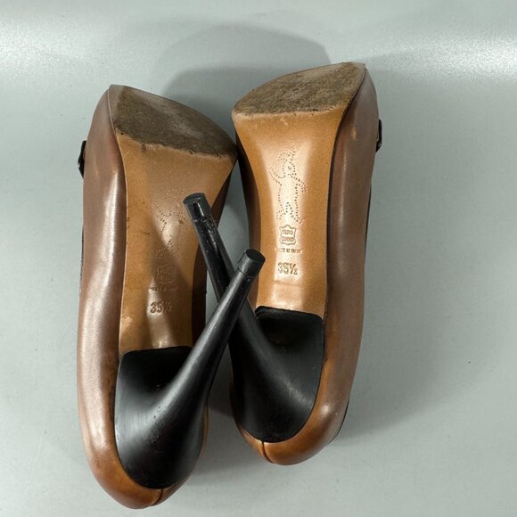 Authentic Marni Brown Leather Platform Square Toe Pumps, Size 35.5 - Picture 11 of 16